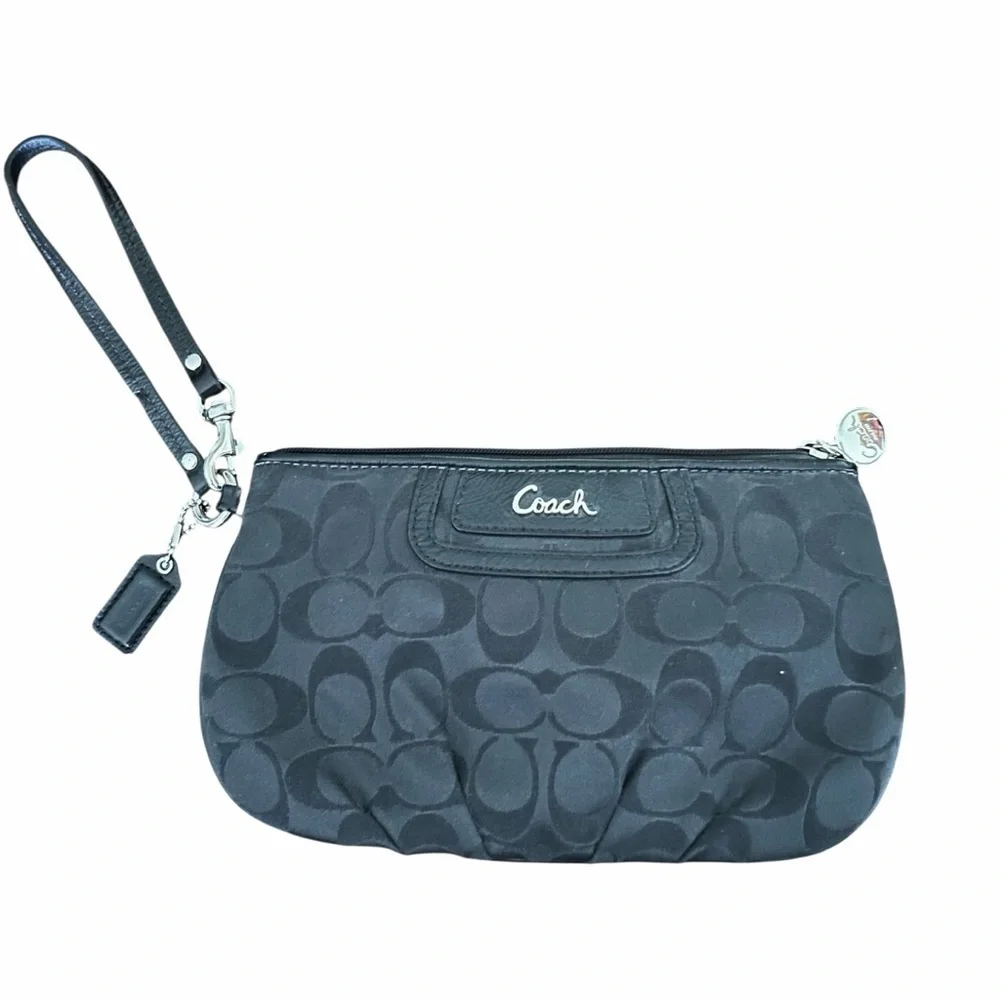 Coach Black Signature Clutch Wristlet
